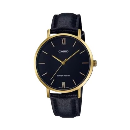 Casio General LTP-VT01GL-1B Black Leather Band Women Watch